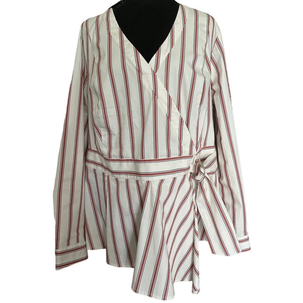 Lane Bryant Faux Wrap Belted Blouse size 18, NWT.